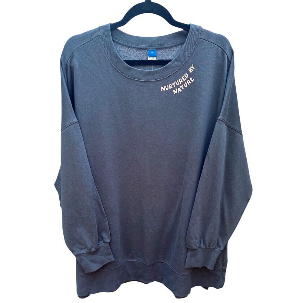 Old Navy Nurtured By Nature Graphic Sweatshirt 2X Charcoal Gray NWT